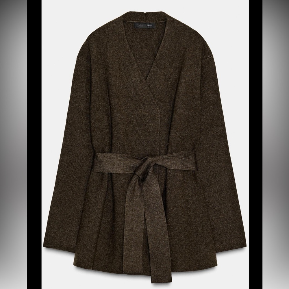 Brown Belted Sweater